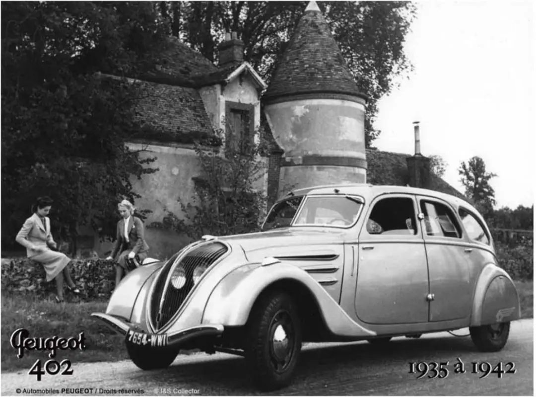 metalen wandbord Peugeot 402 15 x 20 cm