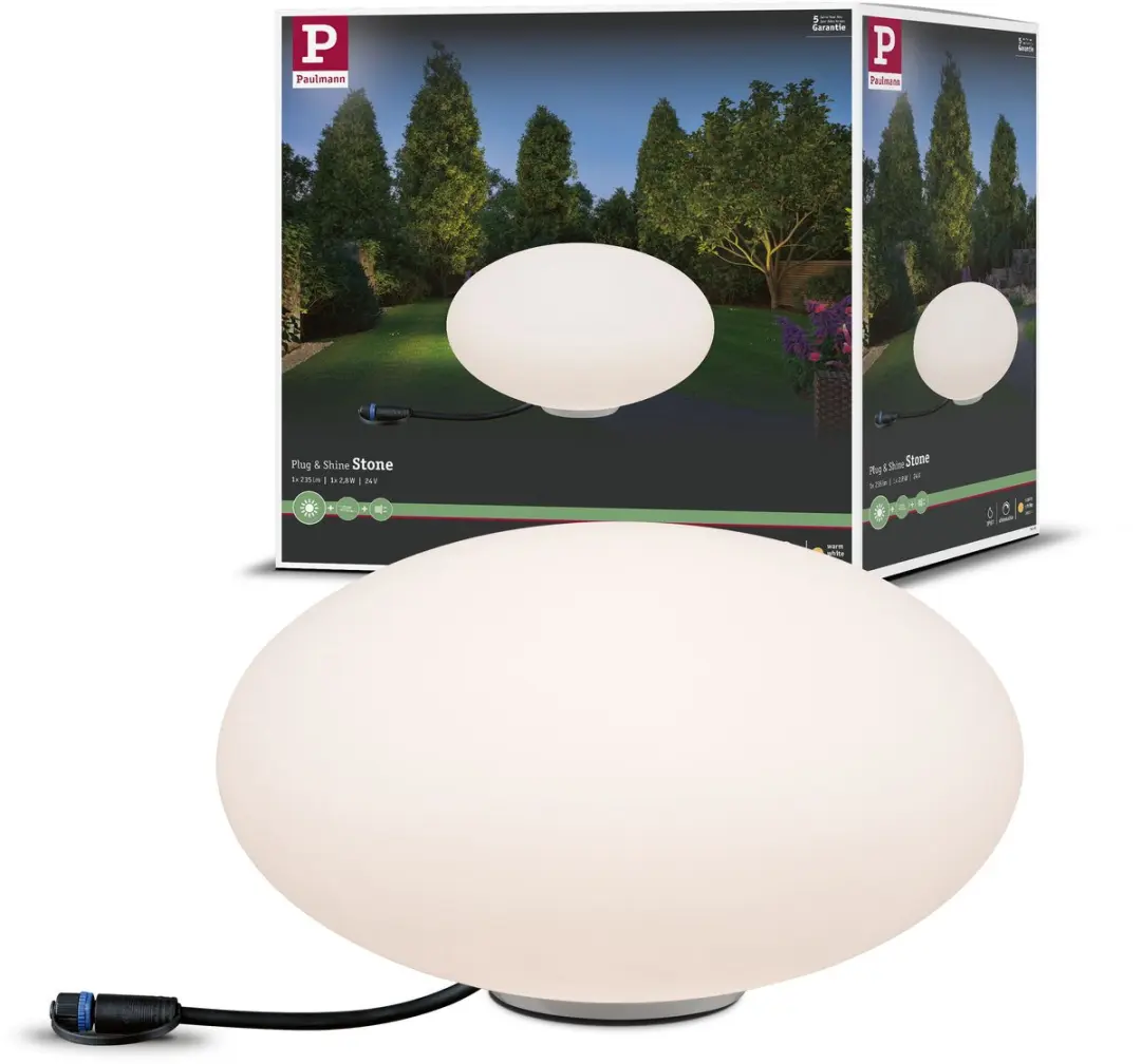 Paulmann Plug & Shine Stone LED Sfeerlamp 35cm Wit