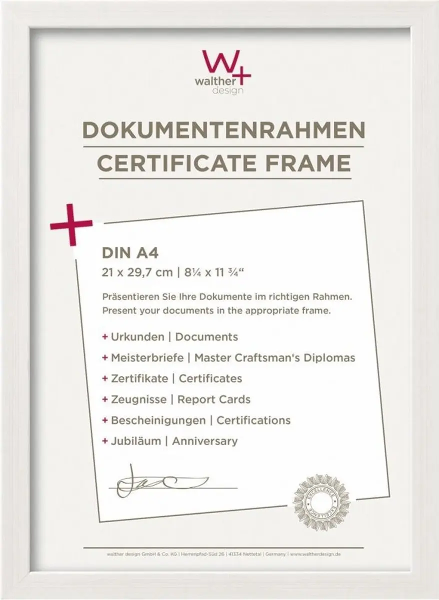Walther Construction - Fotolijst - Fotoformaat 21x29,7 cm (DIN A4) - Wit