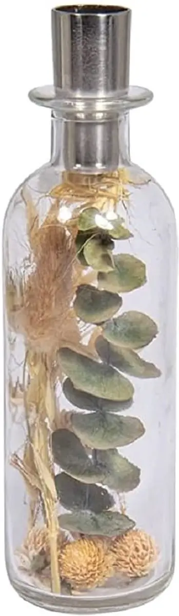 Rayher Glazen vaas m. droogbloemen + kandelaar, 5,5x18,5cm, f. staafkaars, 46698