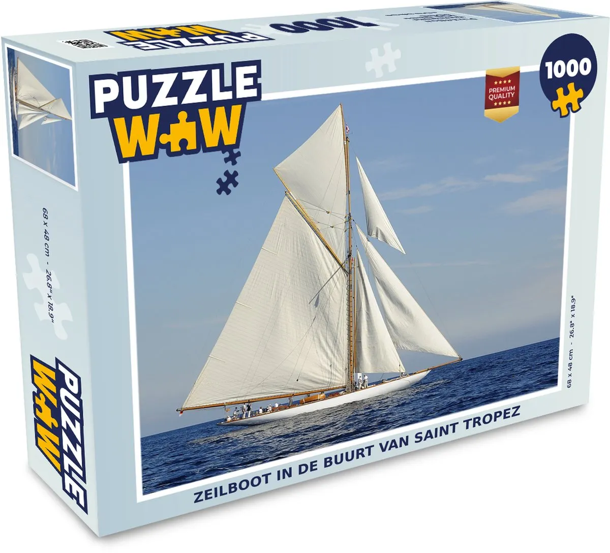 PuzzleWow Zeilboot bij Saint-Tropez Legpuzzel 1000 Stuks - Multicolor