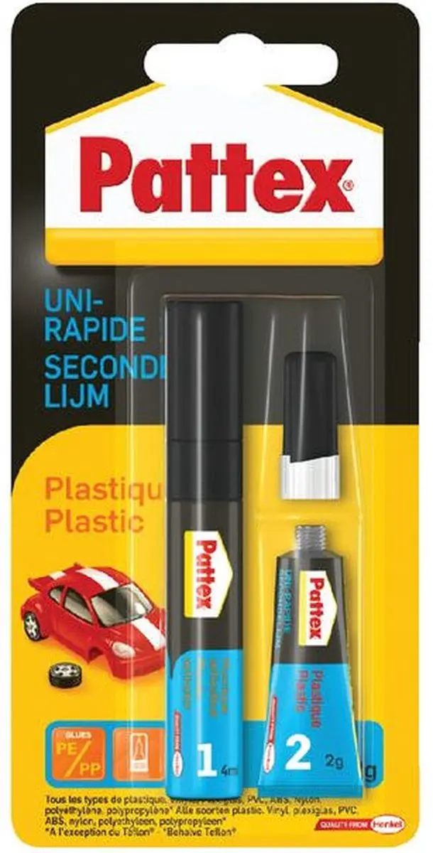 Secondenlijm pattex all plastic tube 2gr blister