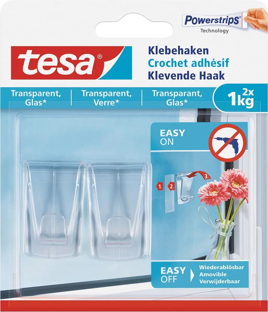 Klevende haak tesa 1kg transparant