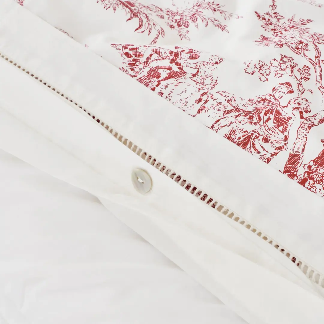 Loberon Toile rouge Beddengoed - Eenpersoons - wit/rood - afbeelding 2 van 6