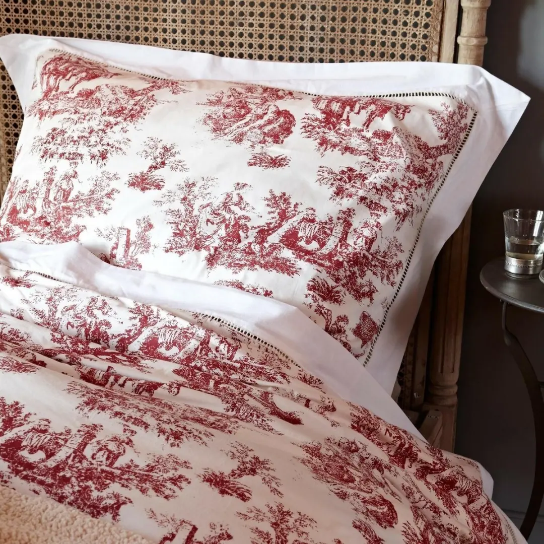 Loberon Toile rouge Beddengoed - Eenpersoons - wit/rood - afbeelding 4 van 6