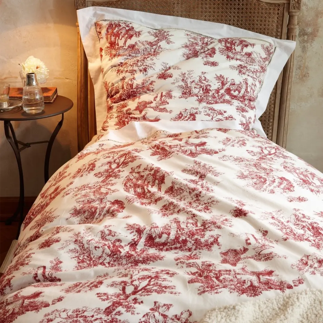 Loberon Toile rouge Beddengoed - Eenpersoons - wit/rood - afbeelding 5 van 6