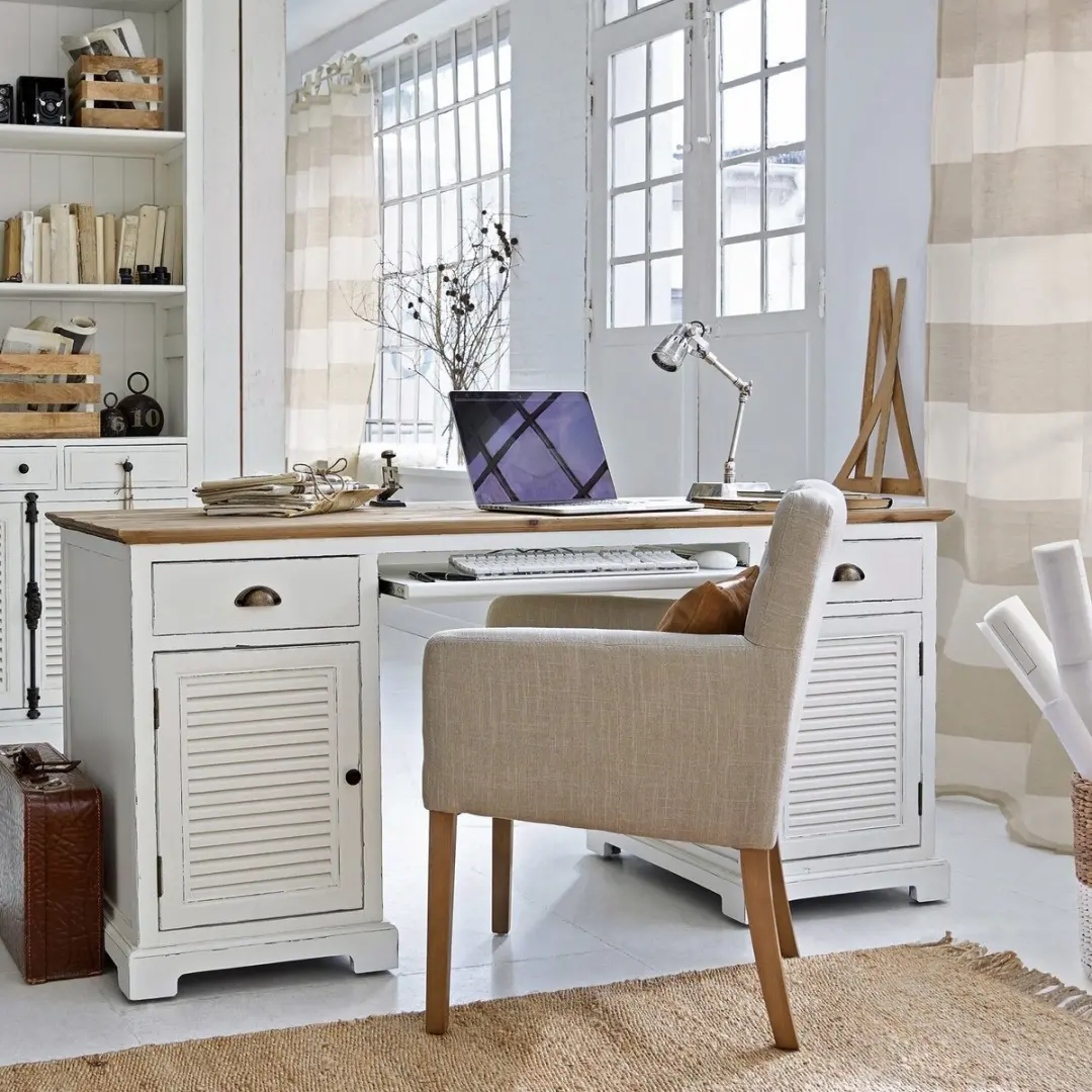 Loberon Belleplain Bureau - Wit/Bruin - afbeelding 5 van 6