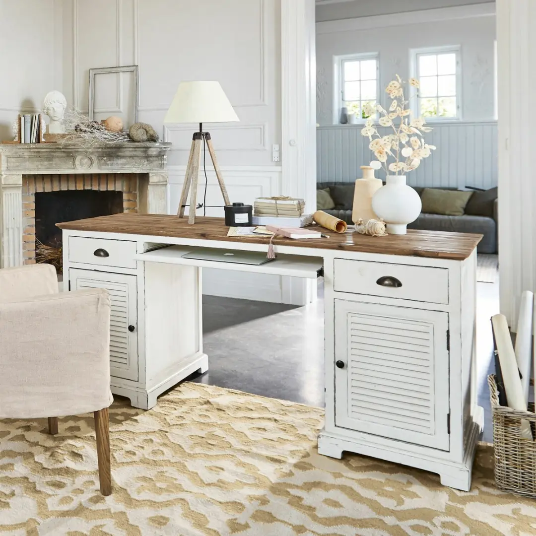 Loberon Belleplain Bureau - Wit/Bruin - afbeelding 6 van 6