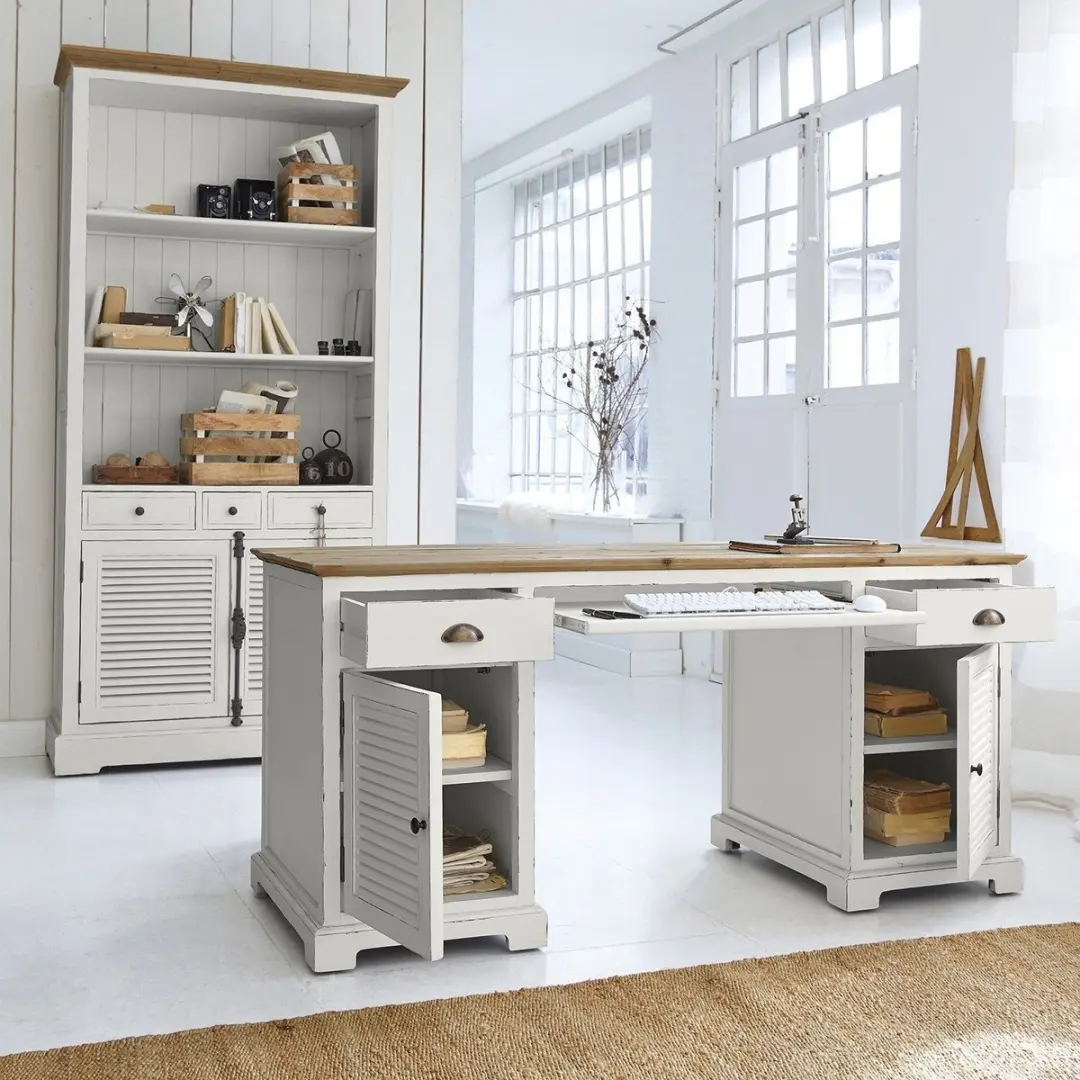 Loberon Belleplain Bureau - Wit/Bruin - afbeelding 3 van 6