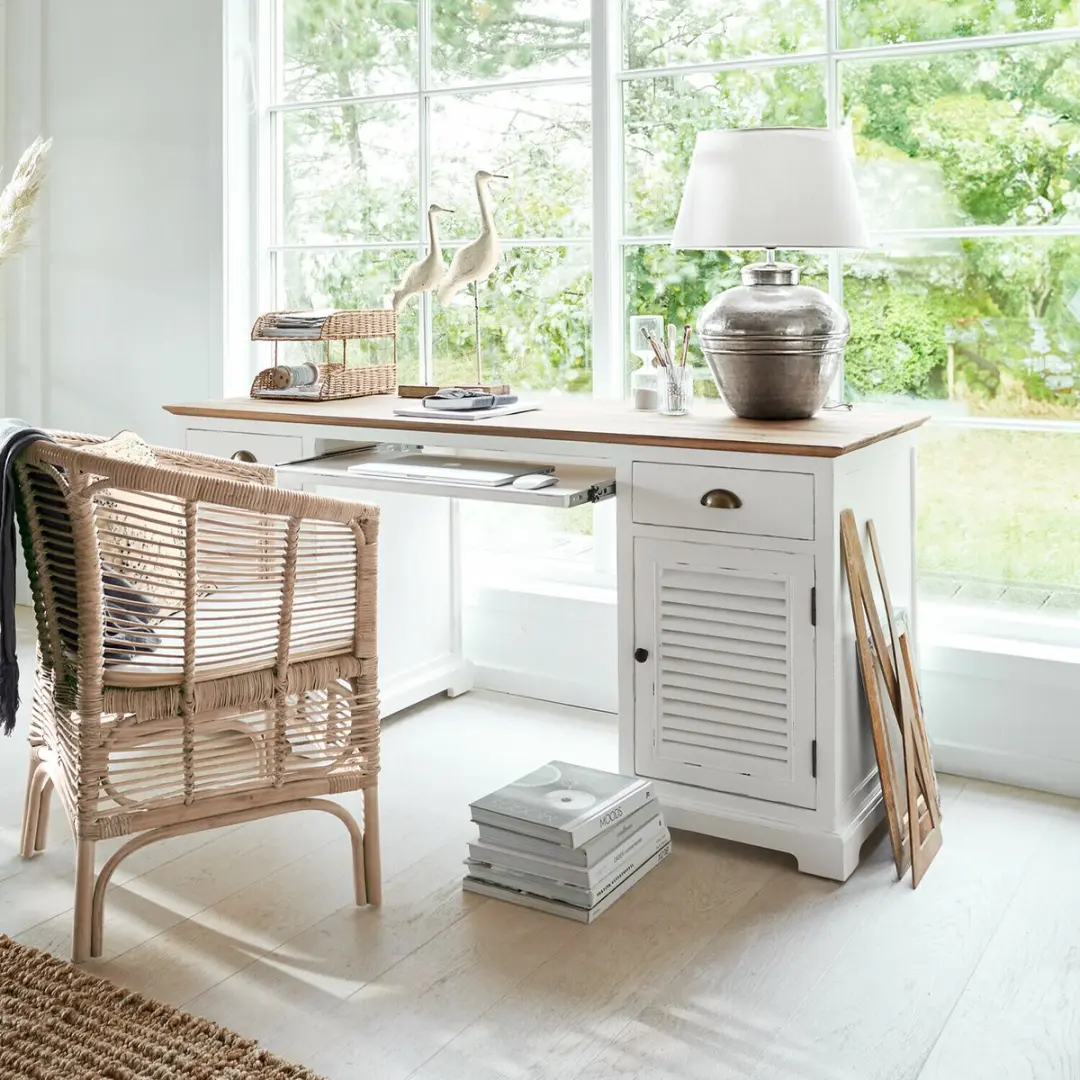 Loberon Belleplain Bureau - Wit/Bruin - afbeelding 4 van 6
