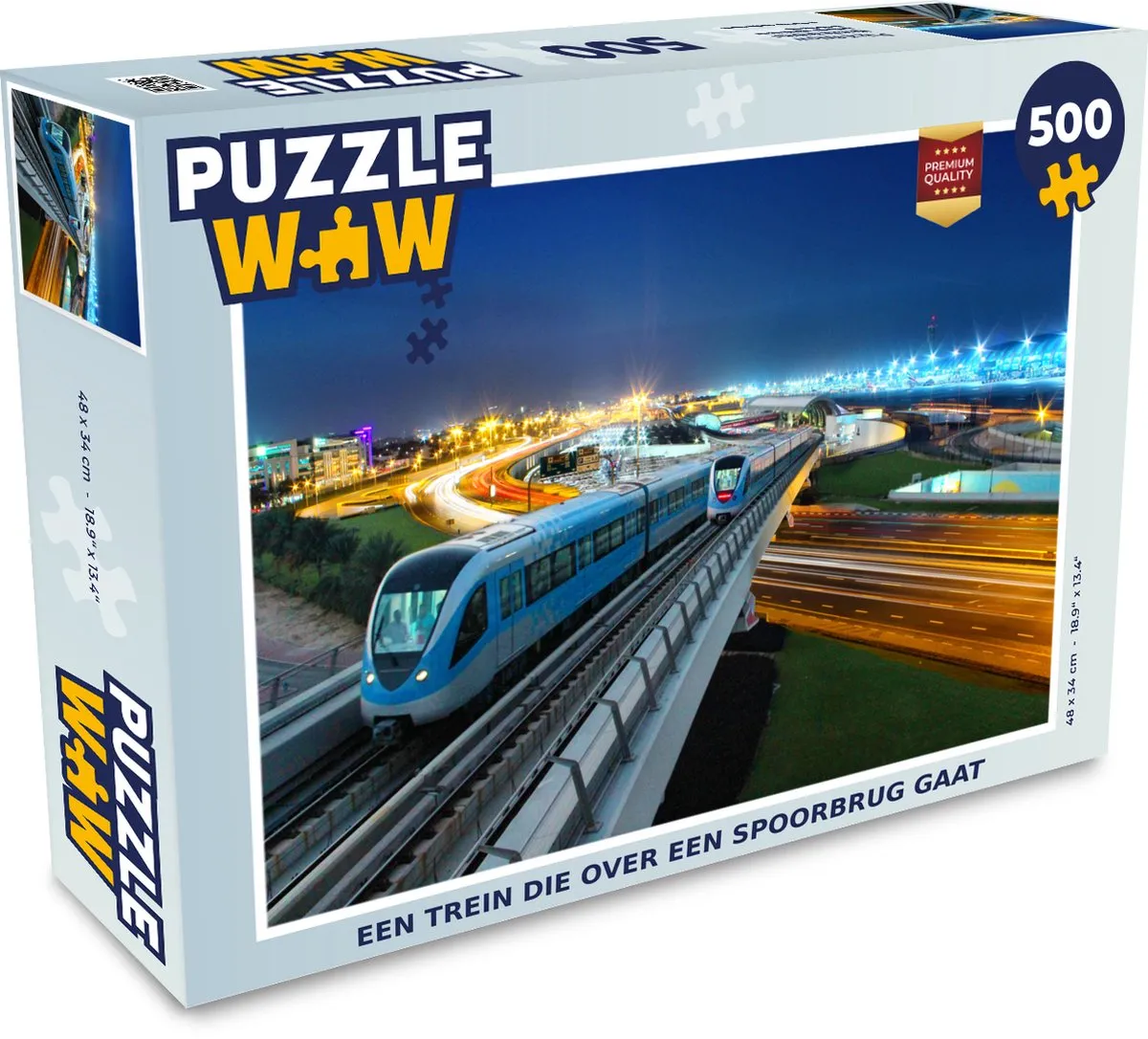 PuzzleWow Legpuzzel Een Trein over een Spoorbrug 500 Stuks