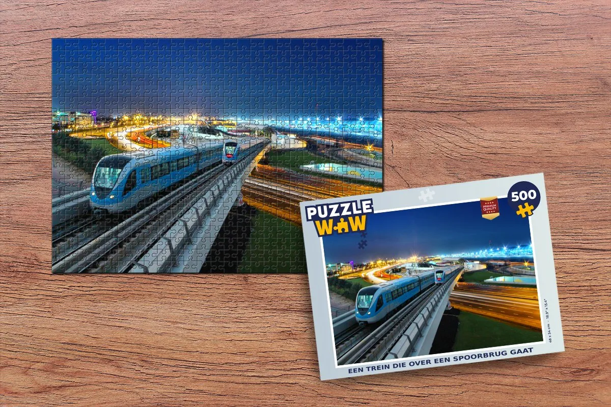 PuzzleWow Legpuzzel Een Trein over een Spoorbrug 500 Stuks - Multicolor
