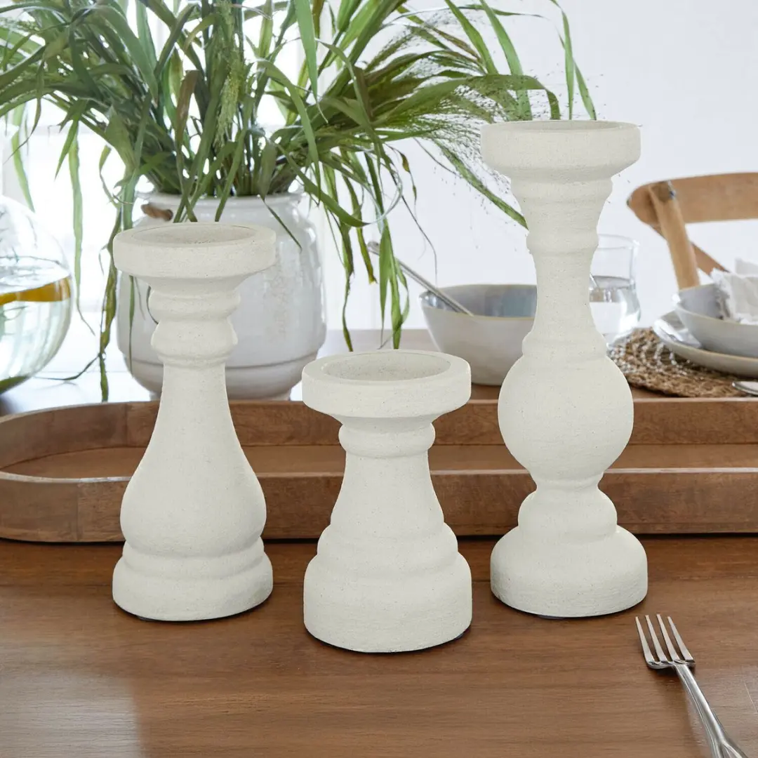 Loberon Quenlivre Kandelaar Set - 3 Stuks Wit - afbeelding 5 van 5