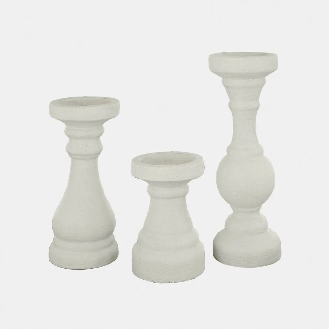 Loberon Quenlivre Kandelaar Set - 3 Stuks Wit - afbeelding 4 van 5