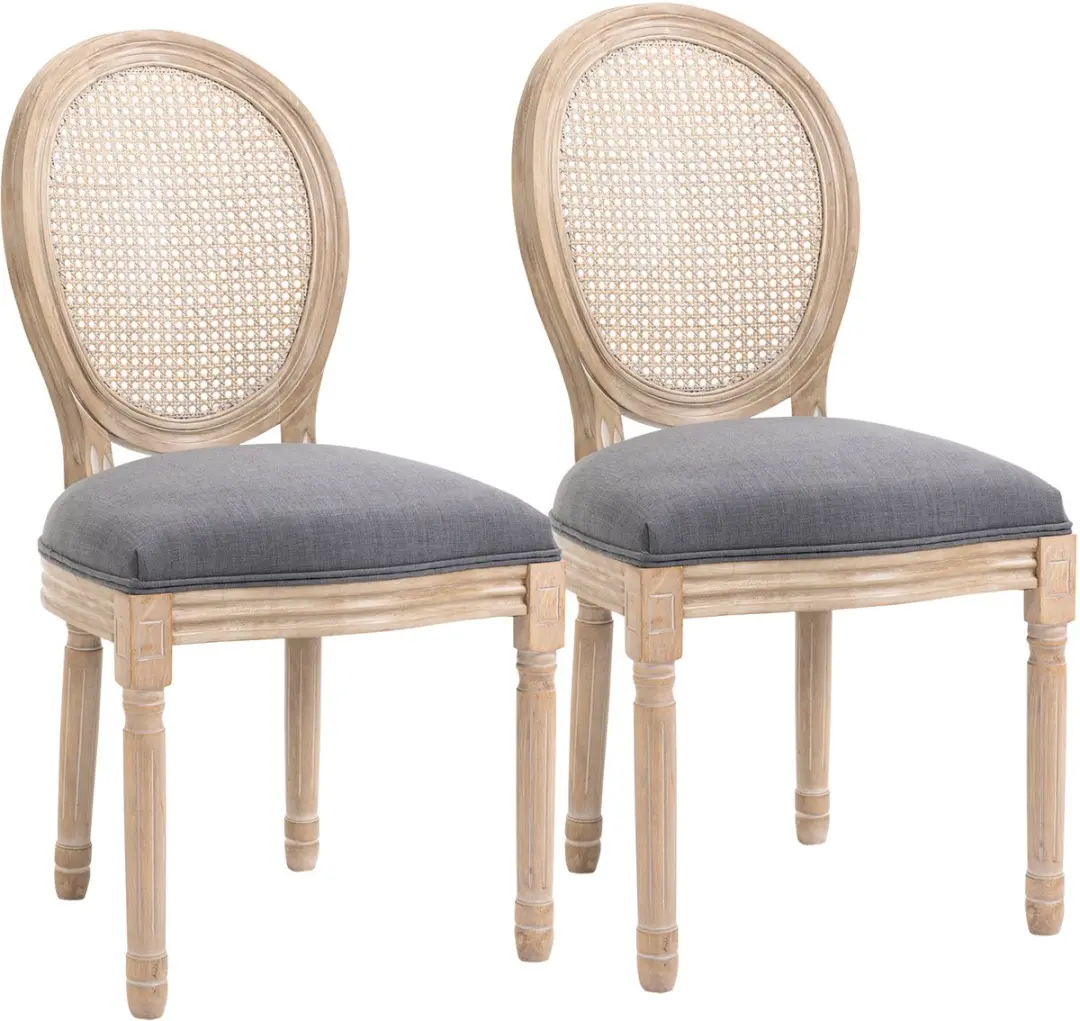 Homcom Eetkamerstoel Grijs - Set van 2