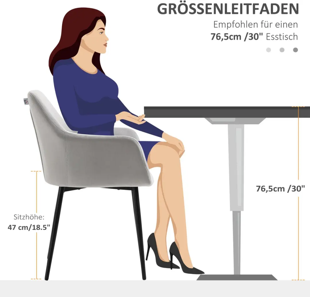 Homcom Eetkamerstoel Grijs - Set van 2 - afbeelding 5 van 6