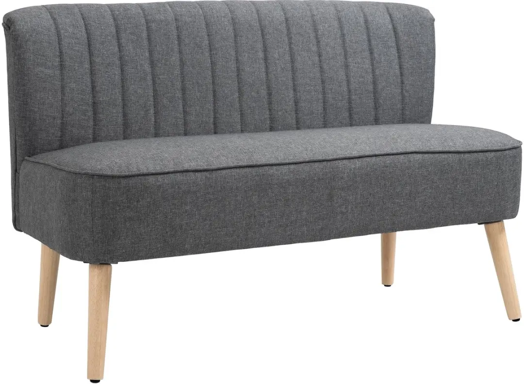 Homcom Loveseat-Polyester, Rubberhout-117L x 56,5B x 77H cm-Grijs