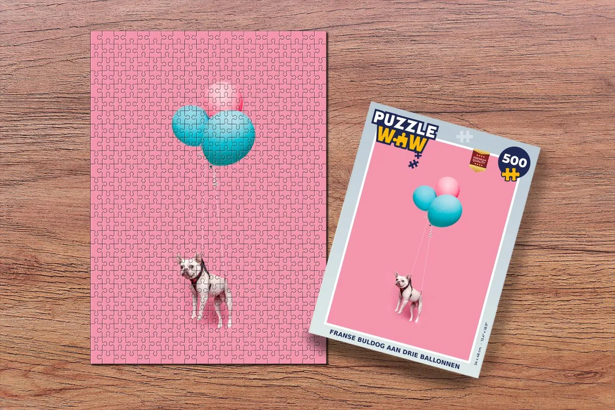 PuzzleWow Franse Bulldog Ballonnen Legpuzzel 500 Stuks - Multicolor