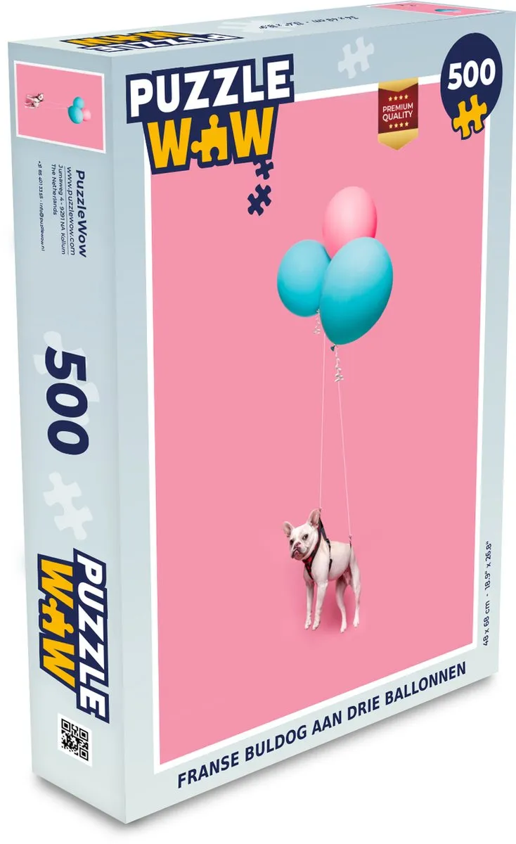 PuzzleWow Franse Bulldog Ballonnen Legpuzzel 500 Stuks