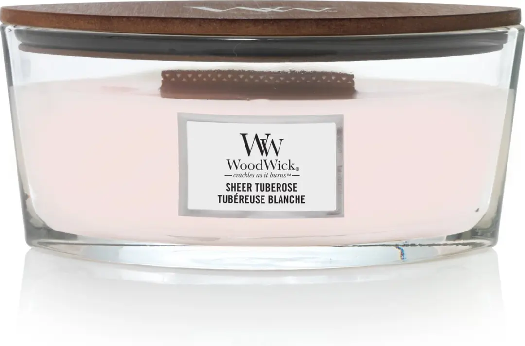 WoodWick Geurkaars Sheer Tuberose Ellipse Candle