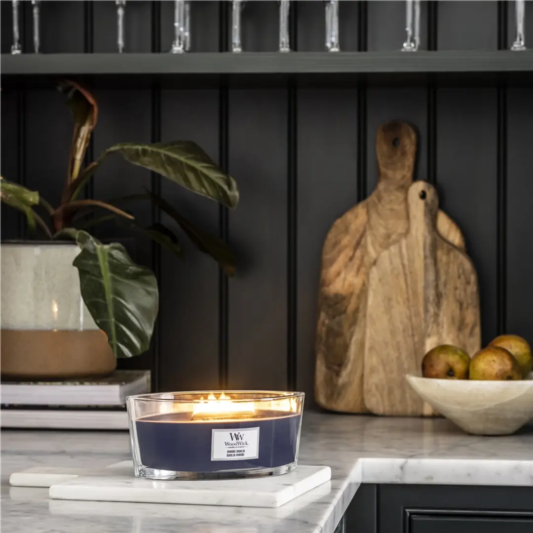 WoodWick HeartWick Flame Ellipse Geurkaars Hinoki Dahlia - afbeelding 2 van 6