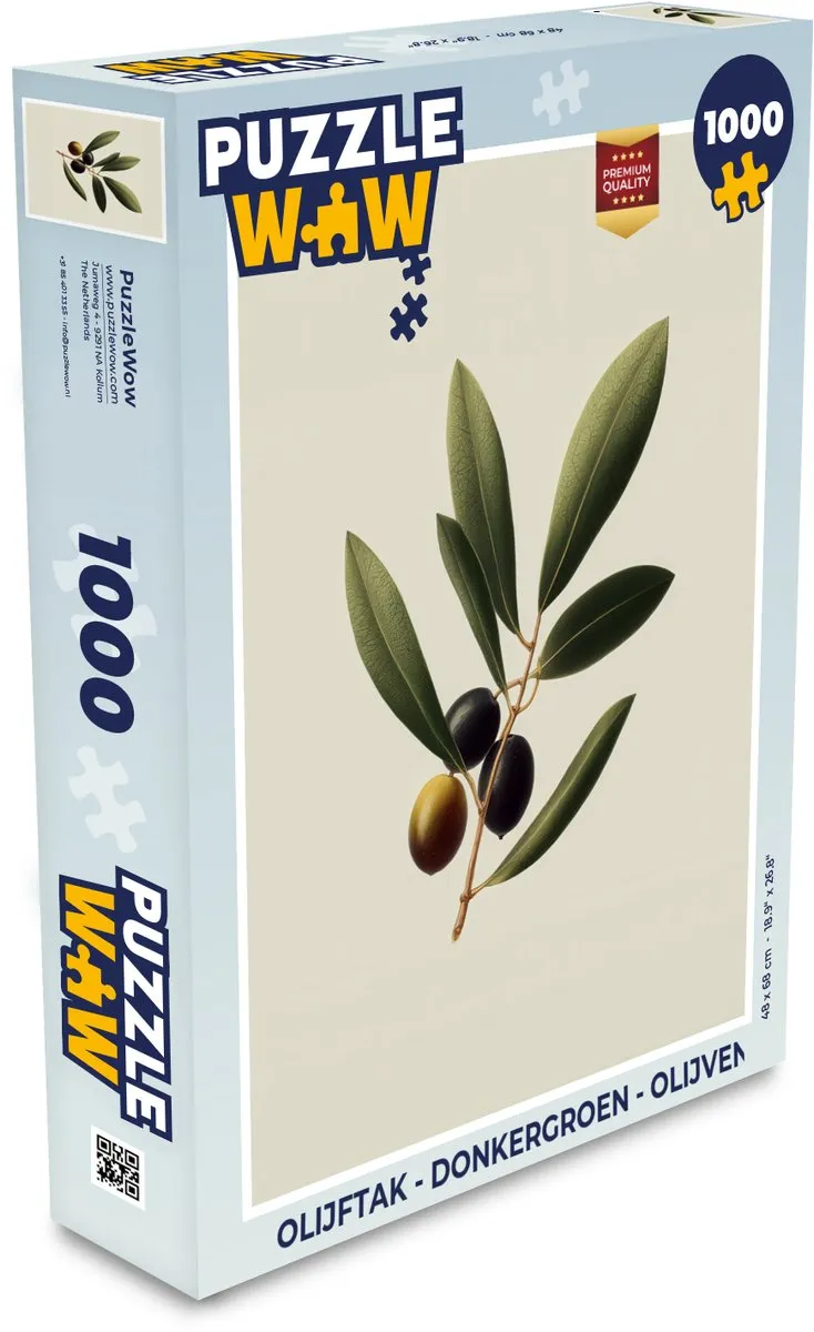 PuzzleWow Olijftak Legpuzzel 1000 Stuks - Donkergroen