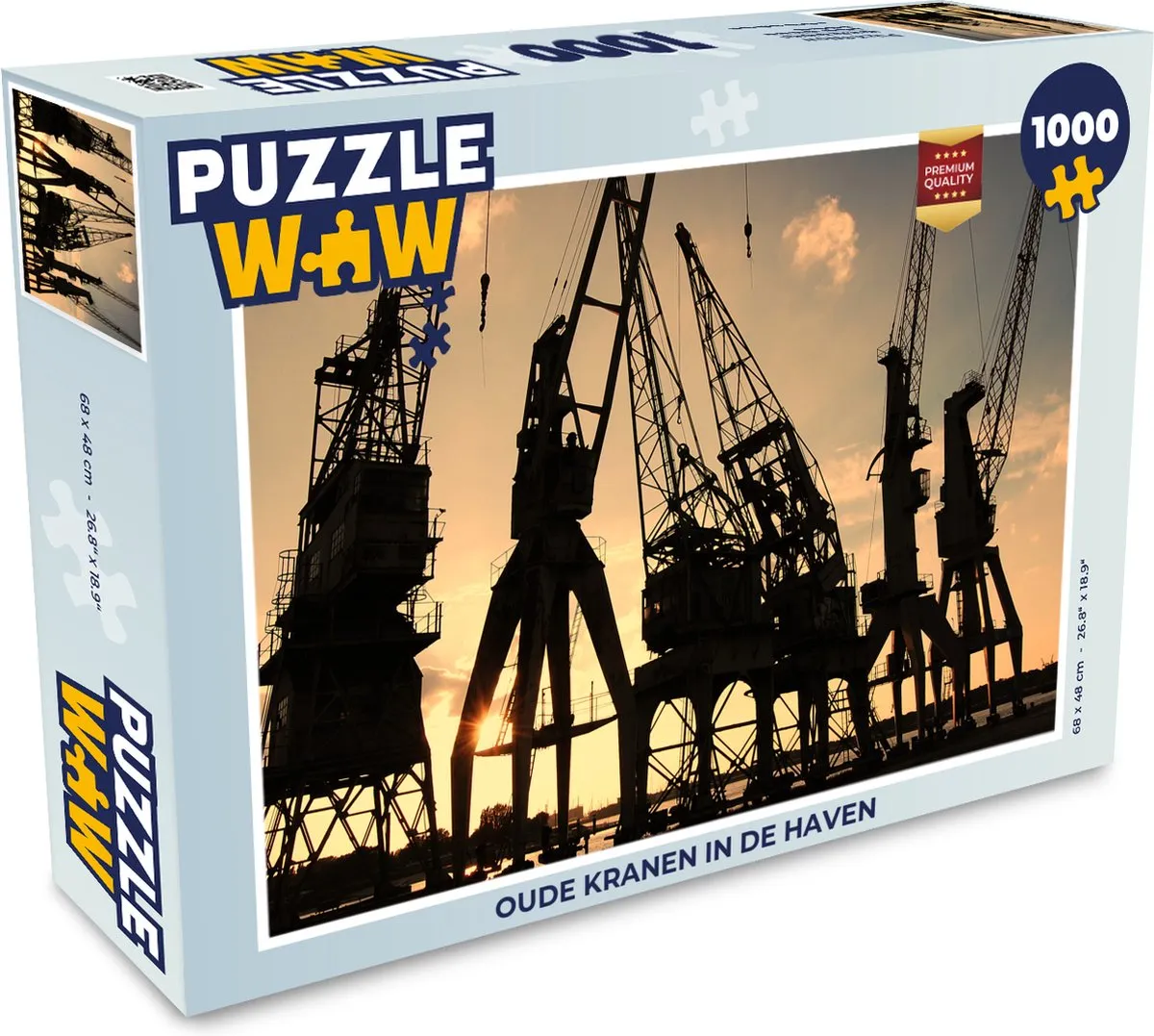 PuzzleWow Oude kranen in de haven Legpuzzel 1000 Stuks
