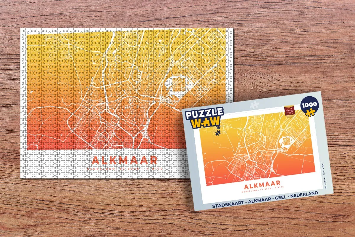 PuzzleWow Stadskaart Alkmaar Legpuzzel 1000 Stuks - Multicolor