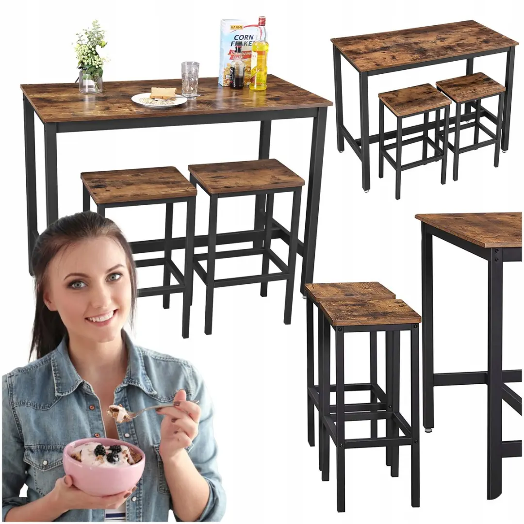 Songmics VASAGLE LBT15X Bartafel met 2 Barkrukken