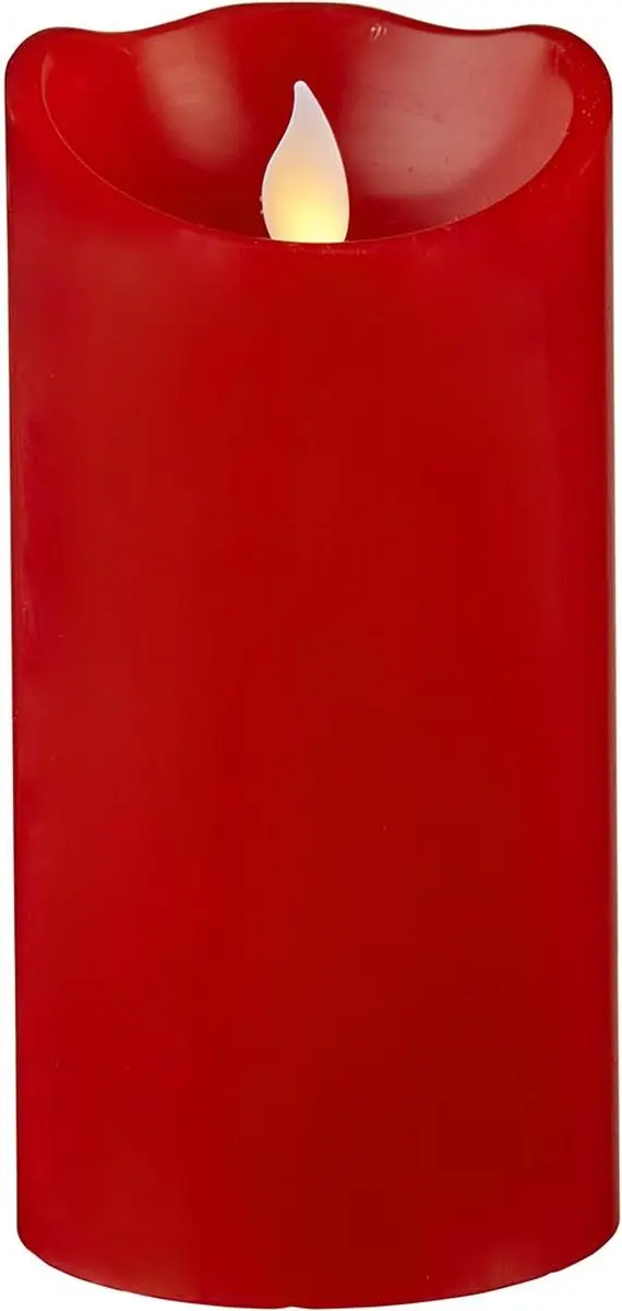 Star Trading Kaars M-Twinkle, zuilkaars, rood, LED, timer, warm geel, binnenkant