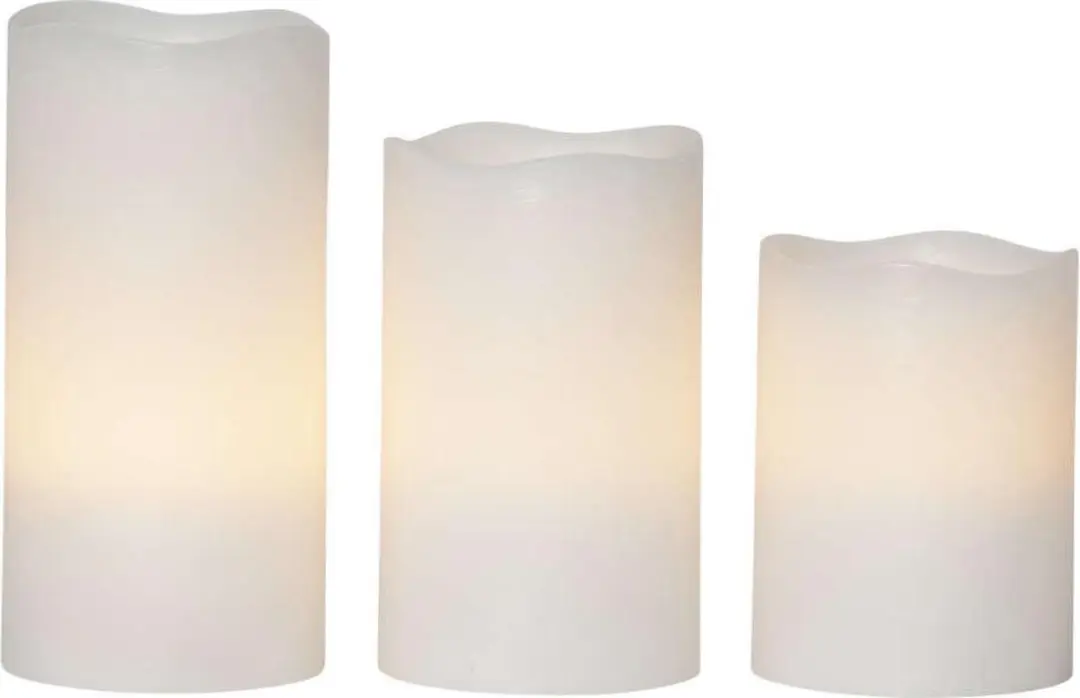 May Set van 3 Ledkaarsen (verschillende groottes) Wit
