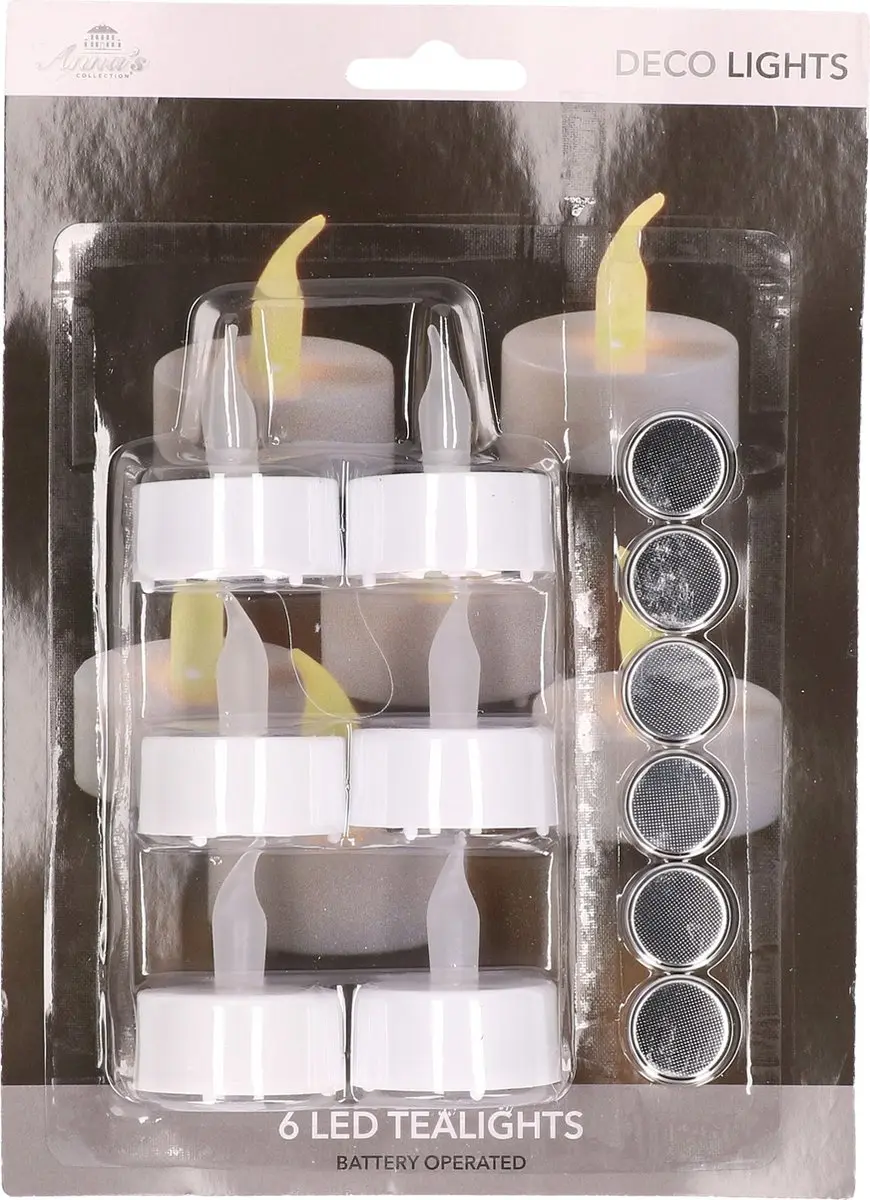 Anna's Collection LED Theelichtjes Geel Vlameffect - 6 Stuks - afbeelding 2 van 3