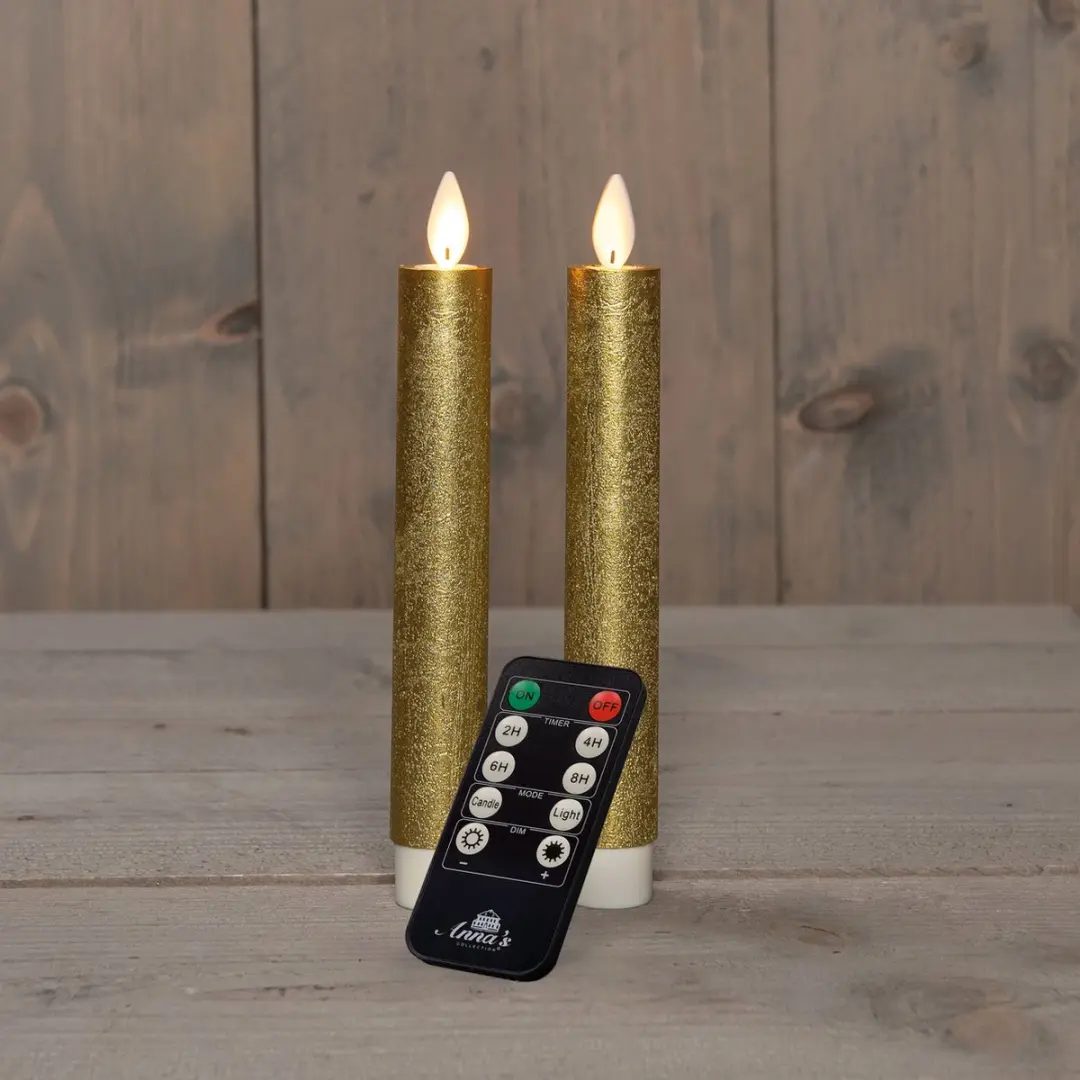 Anna's Collection LED Dinerkaarsen Goud 18cm - 2 Stuks - afbeelding 2 van 6