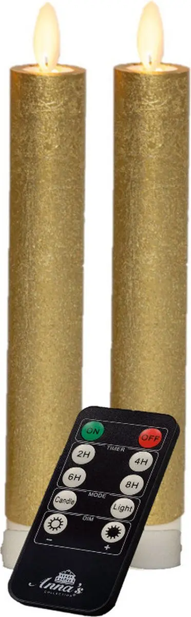 Anna's Collection LED Dinerkaarsen Goud 18cm
