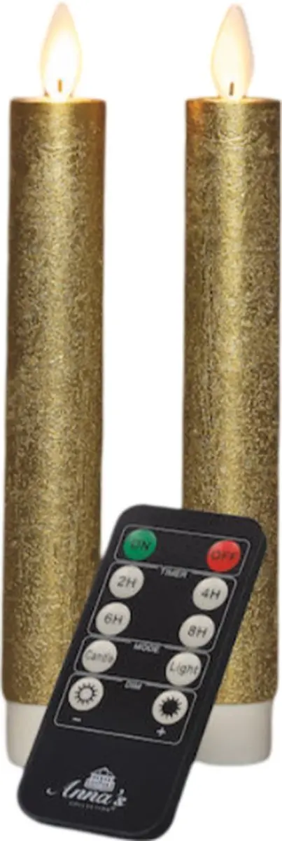 Anna's Collection LED Dinerkaarsen Goud 18cm - 2 Stuks - afbeelding 6 van 6