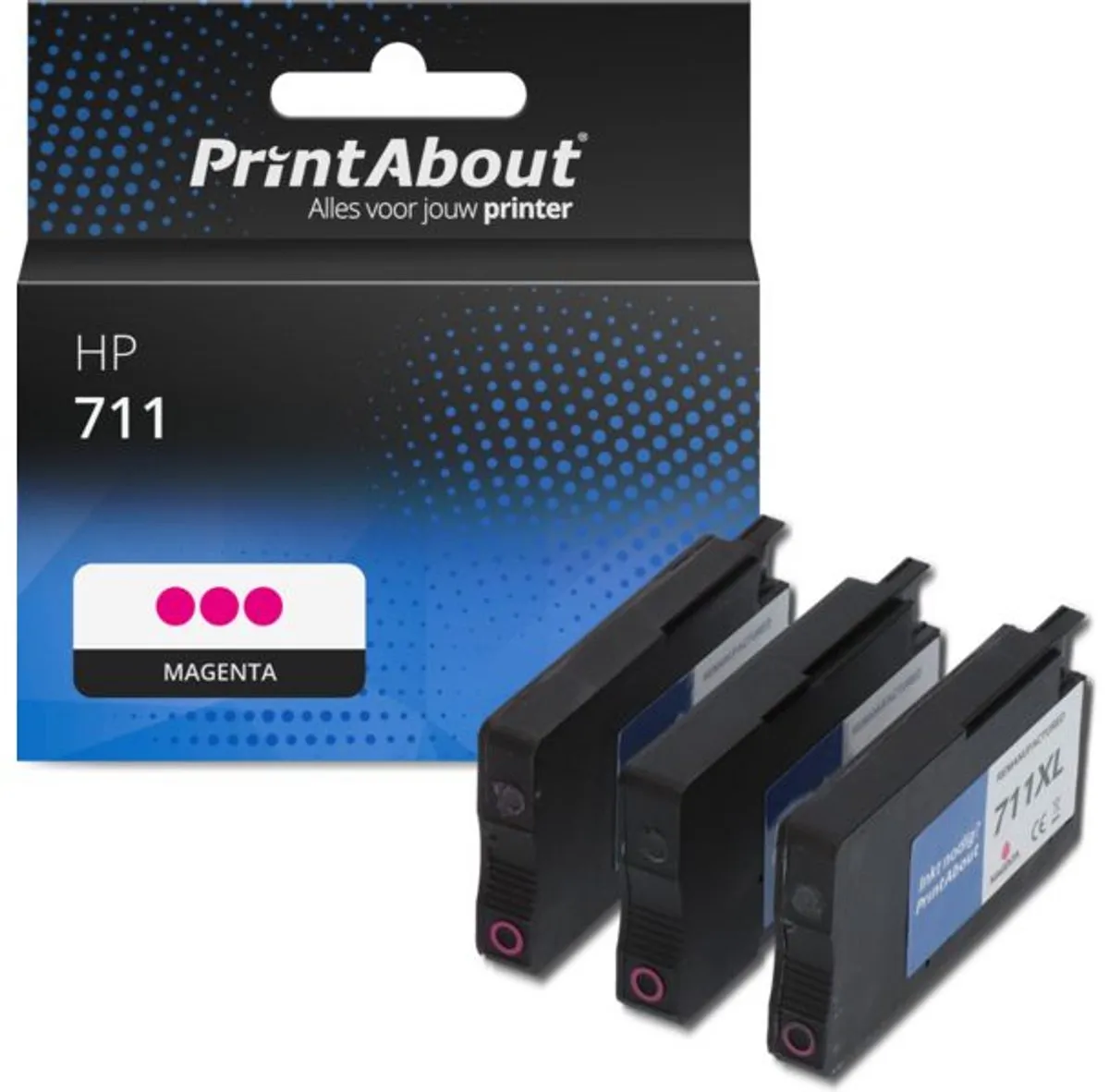 PrintAbout HP 711 CZ135A-PA2 Inktcartridge Magenta