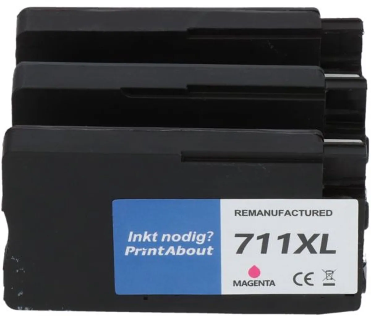 PrintAbout HP 711 CZ135A-PA2 Inktcartridge Magenta - 3 Stuks
