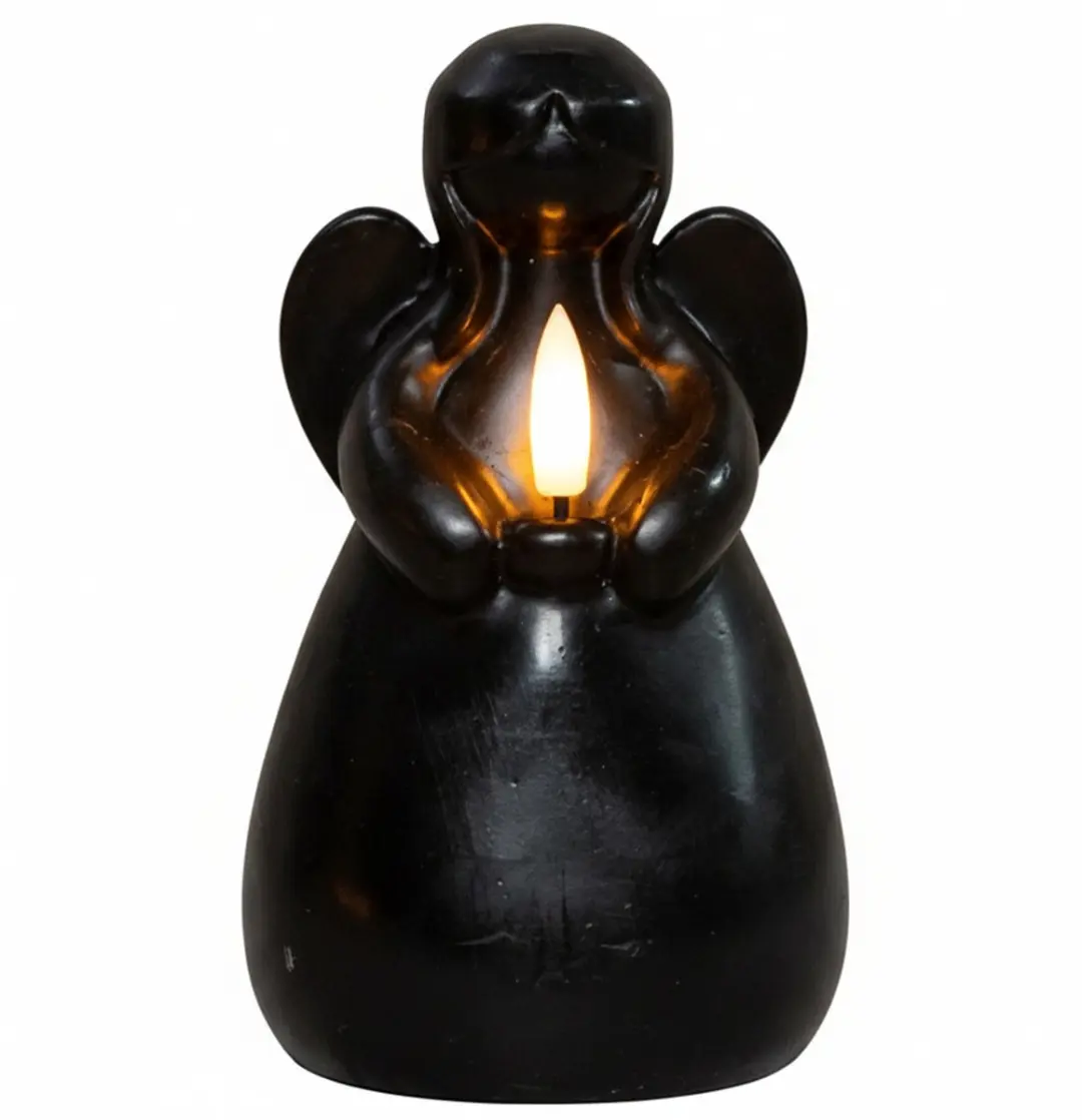 Anna's Collection LED Engel Kaars 14x8cm Zwart