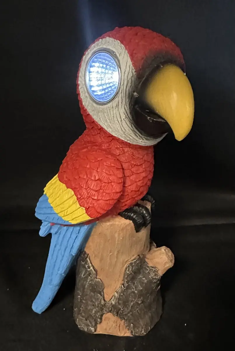 Polyresin solarlamp "papegaai op boomstam"