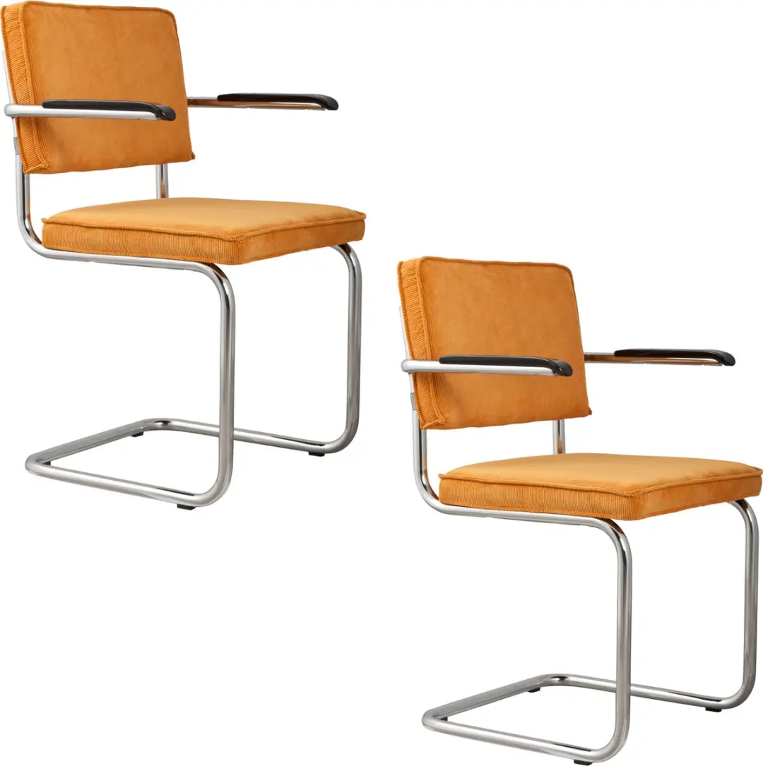 Zuiver Ridge Rib Eetkamerstoelen Armleuning Geel