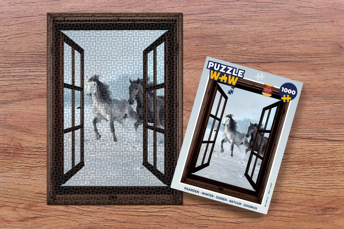 PuzzleWow Paarden Winter Legpuzzel 1000 Stuks - Paarden/Sneeuw