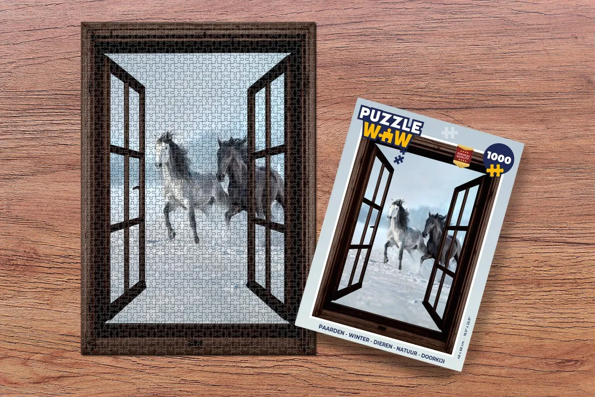 PuzzleWow Paarden Winter Legpuzzel 1000 Stuks - Paarden/Sneeuw