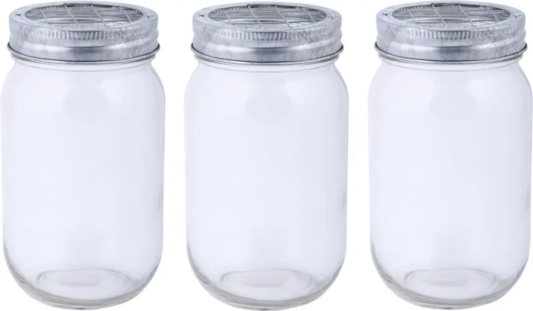 3x stuks glazen bloemenvaasjes/jars met schikdeksel 13 cm