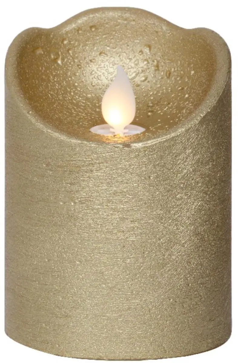 LED Waving kaars wax goud Ø7,5xH10cm