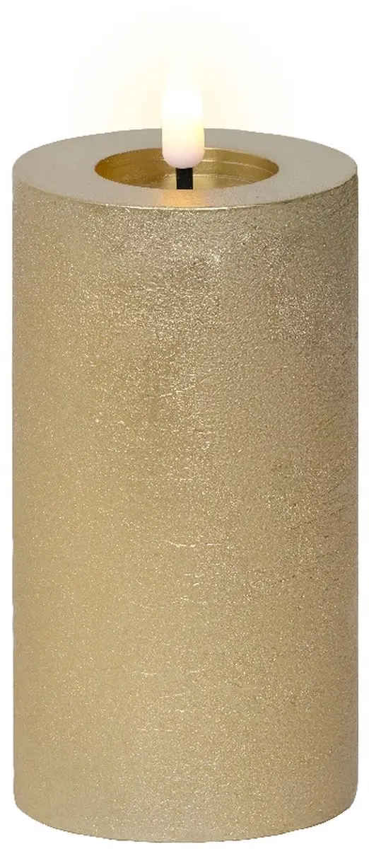 LED Kaars wax goud Ø7xH15cm