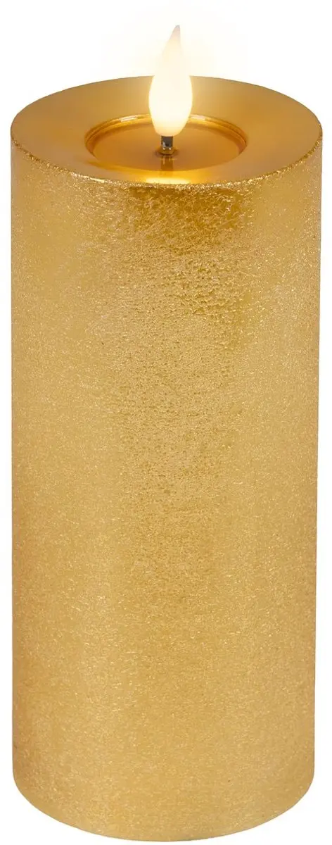 Lumineo led kaars echt wax goud 20 cm flikkerend