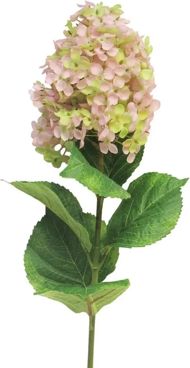 Bellatio Design Kunstbloem Pluimhortensia/hydrangea XL - 85 cm - losse steel - kunst zijdebloem - lichtroze