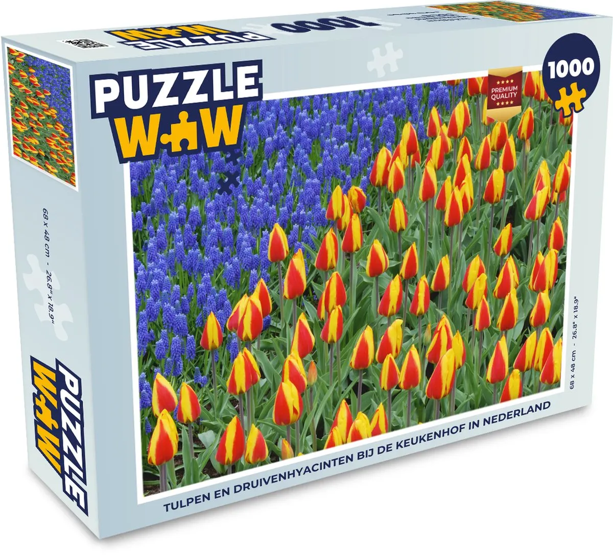 PuzzleWow Legpuzzel Tulpen & Druivenhyacinten Keukenhof 1000 Stuks - Multicolor