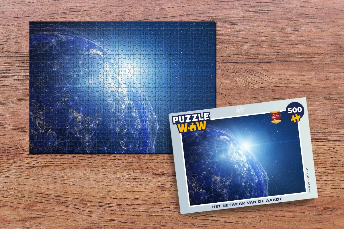 PuzzleWow Aarde Netwerk Licht Legpuzzel 500 Stuks - Multicolor