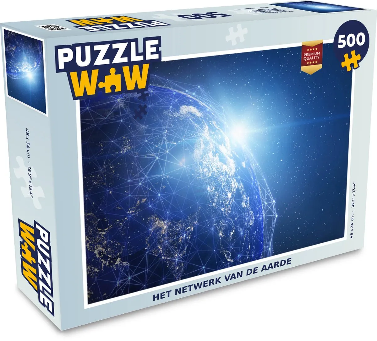 PuzzleWow Aarde Netwerk Licht Legpuzzel 500 Stuks - Multicolor